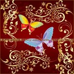 Цветочные завитки и бабочки