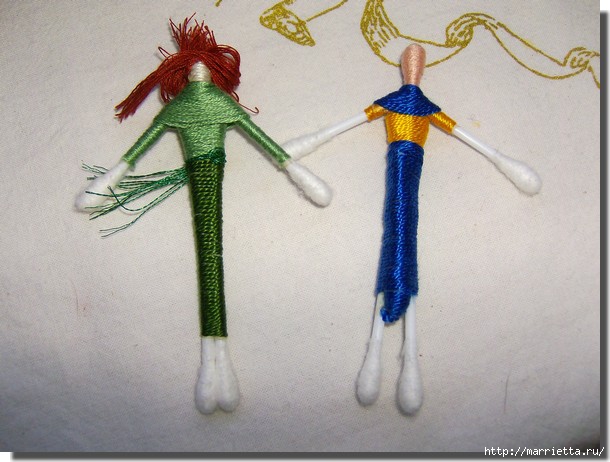 Куклы-мотанки из ватных палочек